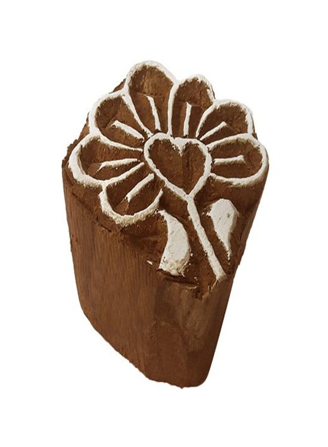 IGNOTO Wooden Printing Block Stamp for Hand Carved Printing Stamp Block for Mehandi/Textile Printing/Pottery Carft/Saree Border/Canvas Painting || W.BLK112-FLWR-SML - Image 1